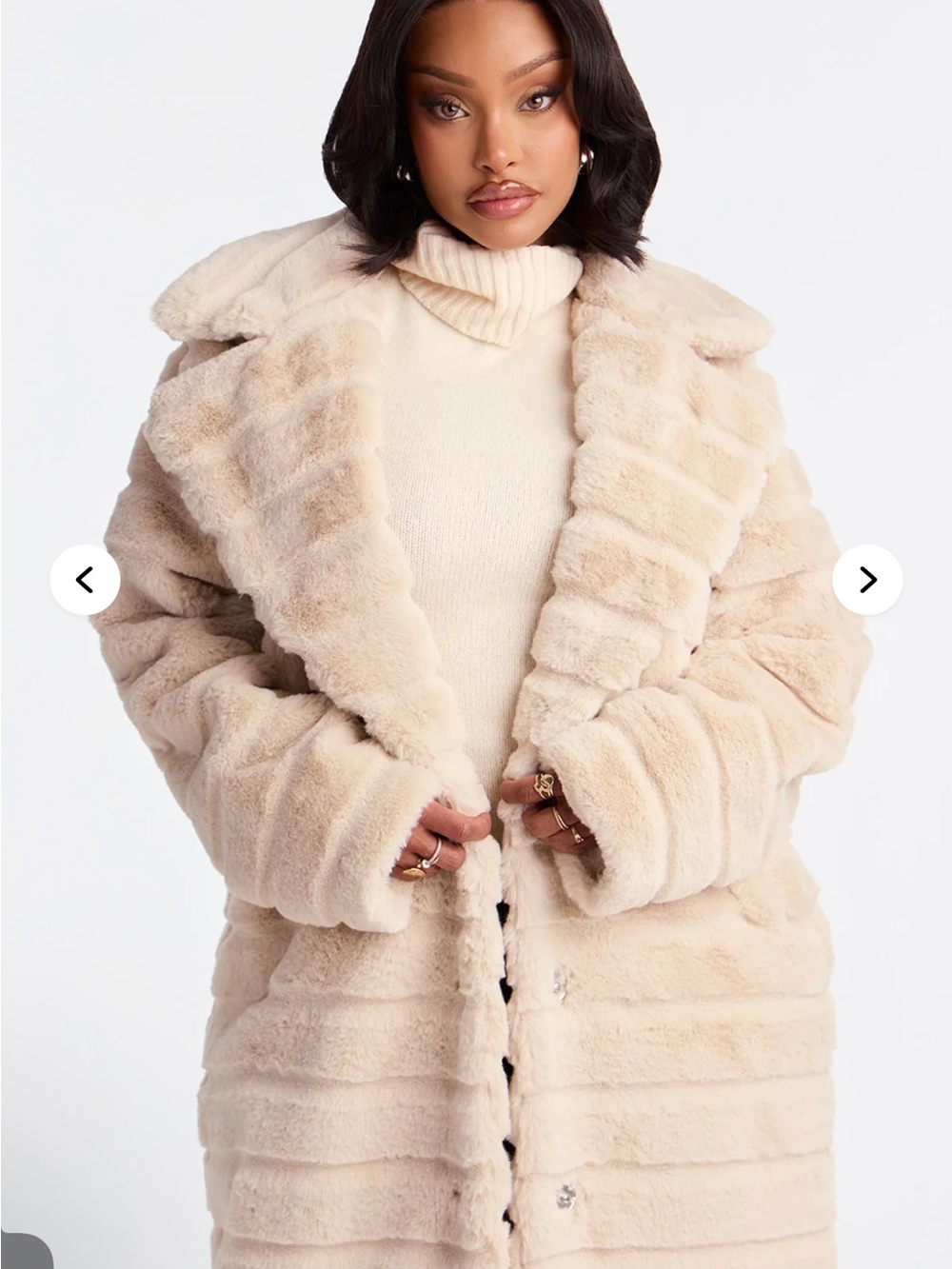 Faux Fur Trench Coat - Picture 2 of 2
